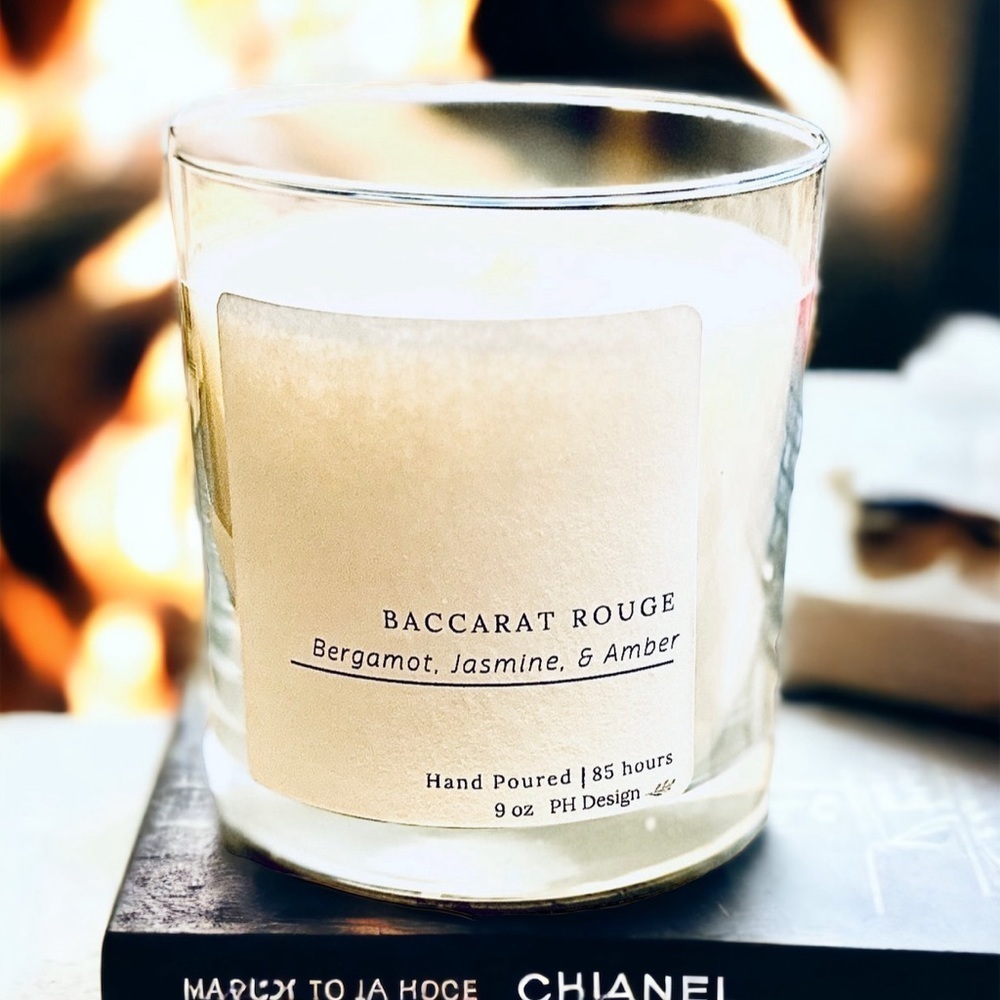 Candle-Baccarat Rouge‎ chic accords of Bergamot, Jasmine & Amber 🎄 🌲